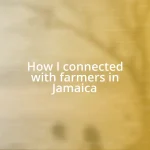 How I connected with farmers in Jamaica