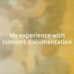 My experience with customs documentation