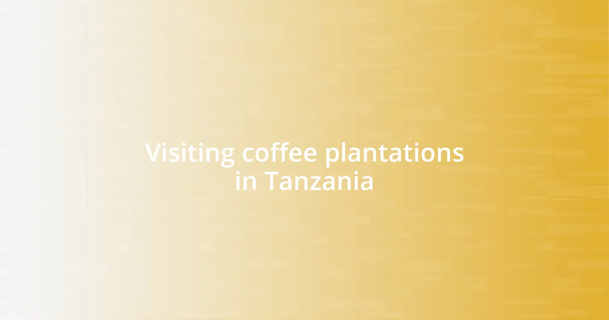 Visiting coffee plantations in Tanzania
