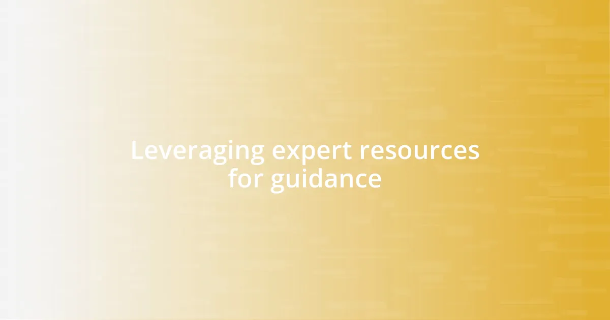 Leveraging expert resources for guidance