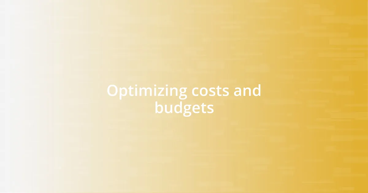 Optimizing costs and budgets