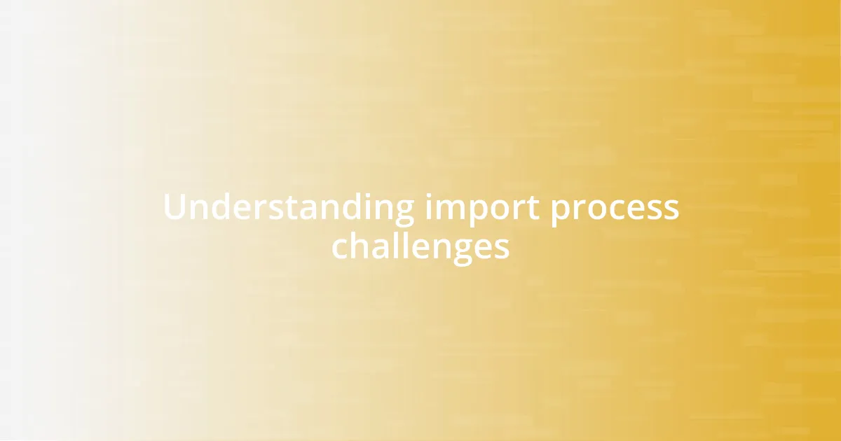 Understanding import process challenges