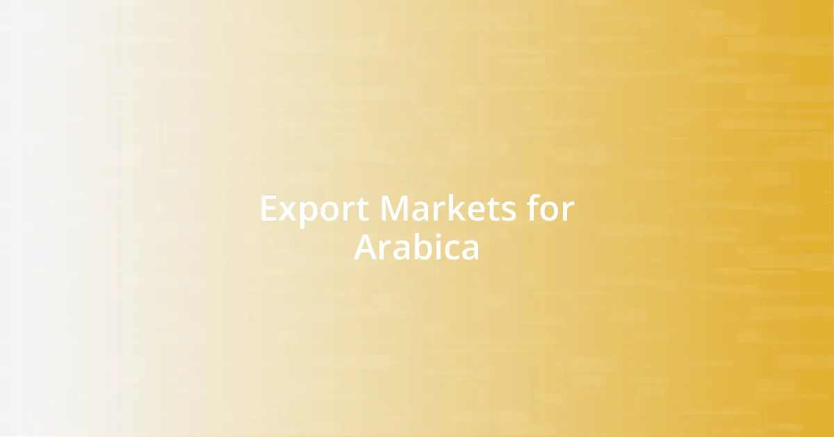 Export Markets for Arabica