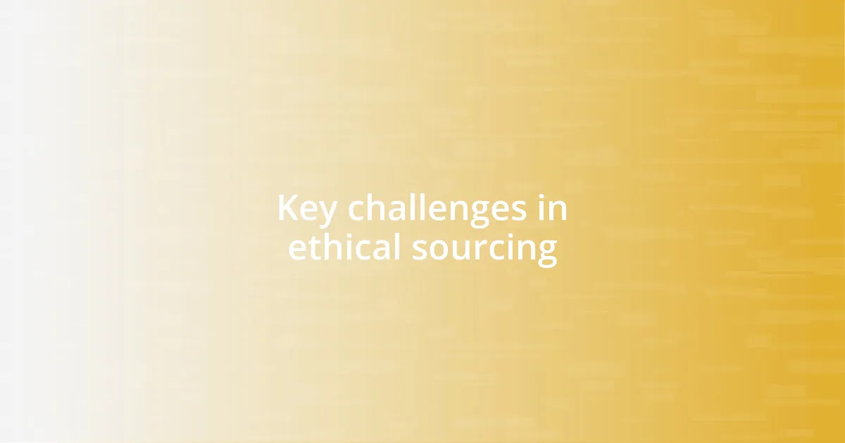 Key challenges in ethical sourcing