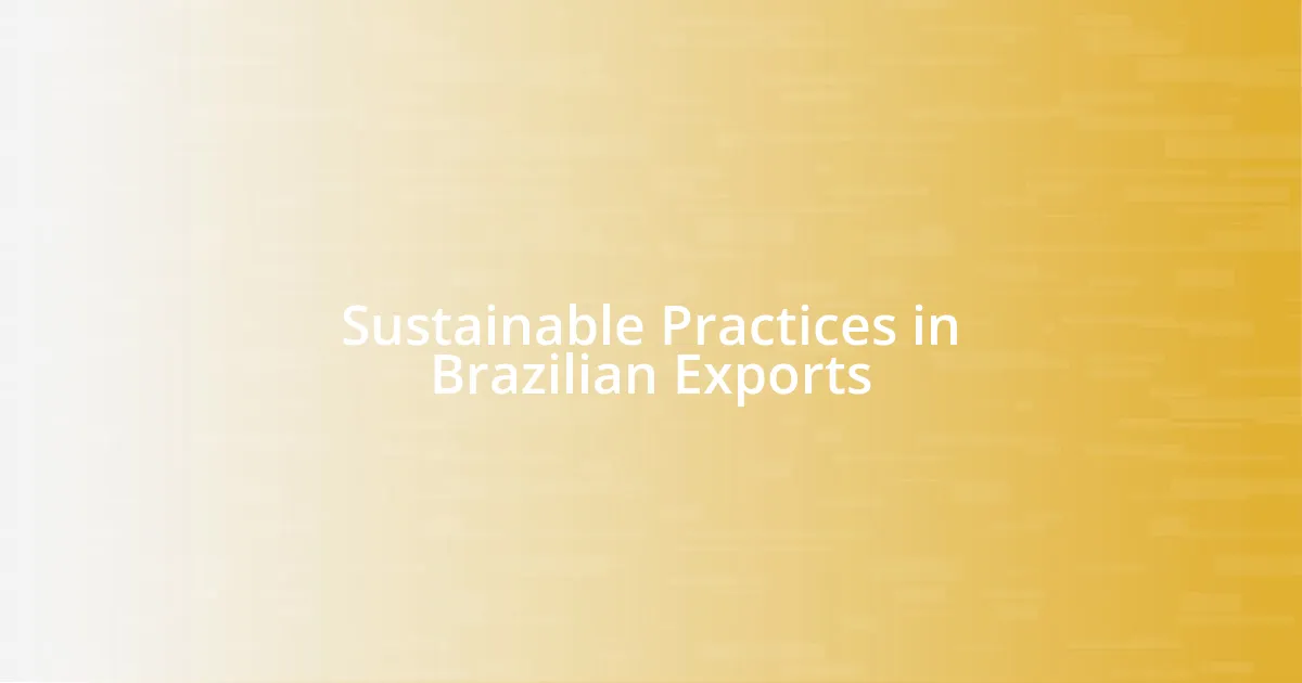 Sustainable Practices in Brazilian Exports